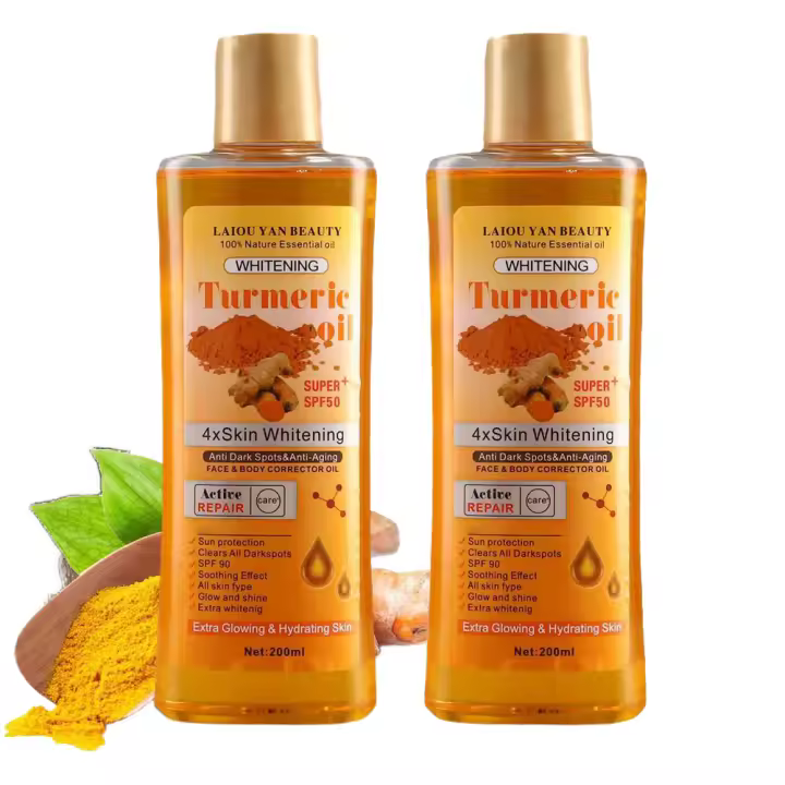 2 uds aceite esencial de cúrcuma 400ml para cara y cuerpo antimanchas oscuras antienvejecimiento 100% aceite Natural blanqueamiento e hidratación de la piel - 1