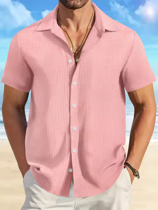 Camisa de manga corta para hombre, camiseta de punto de algodón jacquard, verano y otoño, 3XL, 2XL - 1