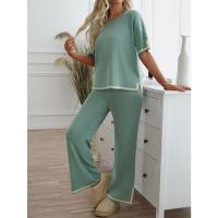 Ropa de mujer de moda 2025 primavera y verano temperamento casual de manga corta conjunto de pantalones de punto - details 4
