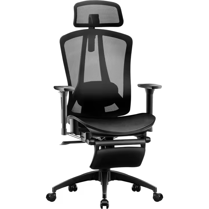 Silla Ergonómica Escritorio Silla Oficina con 2-Eje Soporte Lumbar Regulable, Sillas Escritorio a Malla Carbón Sillas Ejecutiva Ordenador Respaldo Alto Cadeira Asiento Cascada Carga 150kg - 1