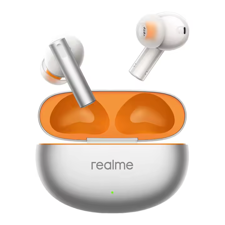 Auriculares Realme Bluetooth Air 6, con cancelación activa del ruido, 50 dB, Bluetooth 5,3, 40 horas de autonomía, Plata - 1