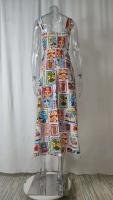 Vestido de Verano de Playa a Alta Cintura con Mangas Largas Cuello Cuadrado, Sin Mangas, Estampado Holiday para Mujeres - details 8