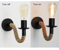 Lámpara de Pared Vintage de Cuerda de Hierba con Luz E27 Retro para Baño Sala Corridor Señero Decoración Interior Material de Madera y Hierro Largo de 18 a 29.9cm y Ancho de 13 a 22.9cm - details 5