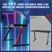 Mesa de Juegos Ergonómica en Forma de Z Fibra de Carbono Portavasos y Gancho para Auriculares Negro - details 16