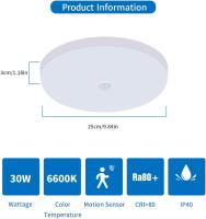Lámpara de Techo LED Goeco con Sensor de Movimiento 30W 6600K Luz de Techo Moderna con Luz Blanca Fría Ø25CM Plafón Redondo Blanco Iluminación Interior Eficiencia de Energía - details 4