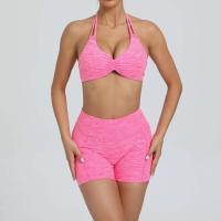 Traje de entrenamiento de gimnasia reforzado deportivo para mujer, ropa deportiva para mujer, traje de yoga rosa, verde y rojo 2024 - details 16
