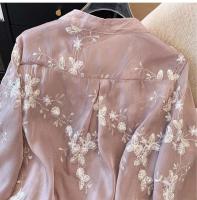 Vestido de talla grande para mujer, camisa informal de gasa de verano, cárdigan holgado y cómodo de estilo chino, top ligero y transpirable - details 4
