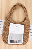 Bolso de playa de un solo hombro de la serie Grass Forest, tejido a mano, informal, de gran capacidad - details 4