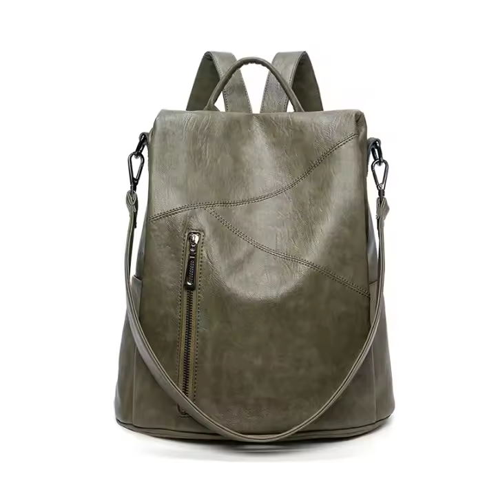 Mochila De piel auténtica para mujer, bolso de hombro de piel de vaca con retales, antirrobo, para viaje, universidad, 2023 - 1