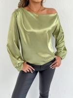 Blusa de satén de color blanco de manga larga, nueva camisa de verano para mujer - details 8