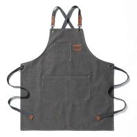 Delantal de trabajo de mezclilla impermeable a prueba de aceite de lona de algodón cafetería cocina hogar jardinería - details 4