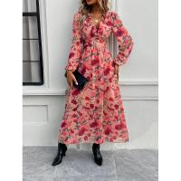 Vestido bohemio de manga larga para mujer, elegante cuello en V para vacaciones, 2025 - details 1