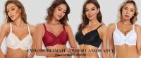 sujetadores con aros para mujer, minimizador Floral de encaje, cobertura completa, sin relleno, sin forro, soporte cómodo para el día a día - details 1