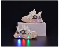 Nuevos zapatos de malla luminosos de primavera y otoño para niños y niñas, zapatos de bebé con suela suave iluminada, zapatos deportivos casuales con velcro para niños a la moda - details 1