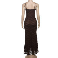 BUNO-Sexy vestido de encaje marrón con tirantes para mujer, vestidos elegantes lisos ajustados con envoltura en el pecho, vestidos de fiesta de noche para mujer, Club de graduación 2025 - details 17