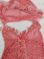 Lencería yukata de encaje, camisón sexy de encaje de malla transparente con abertura frontal y tirantes - details 6