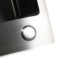 Fregadero de cocina empotrable de acero inoxidable, 50 x 45 cm, con escurridor con dispensador de jabón, color negro mate - details 4