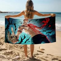 Jujutsu Kaisen-toallas de playa grandes de microfibra para baño, toalla deportiva de secado rápido para adultos, gimnasio, Spa de viaje en casa - details 7