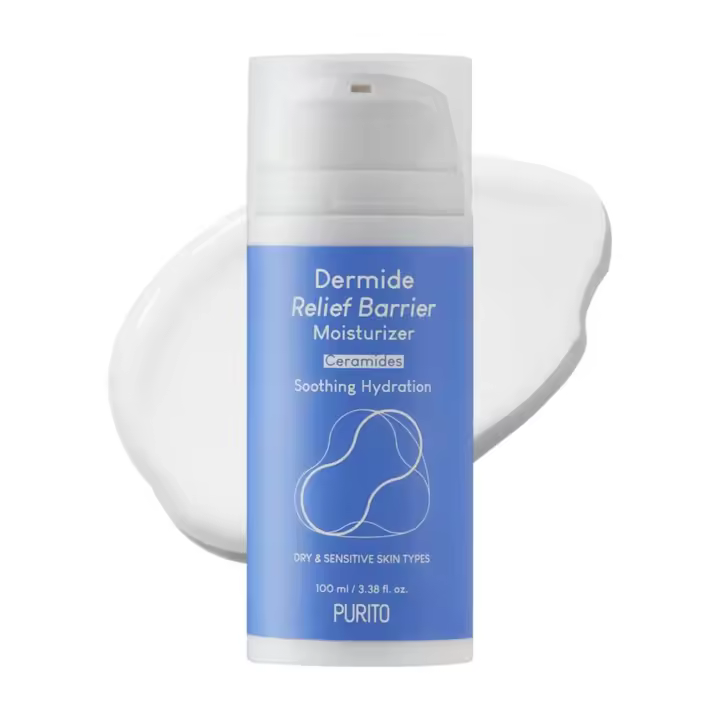 PURITO Dermide Relief Barriera Hidratante 100ml / 3.38 fl. oz. vegano y libre de crueldad, crema hidratante aliviadora, calmante, calmante, - 1