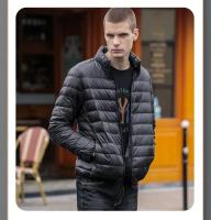 Chaqueta holgada de plumas de ganso blanco, chaqueta ligera con capucha, cuello alto para hombre, corte ajustado con capucha juvenil - details 14