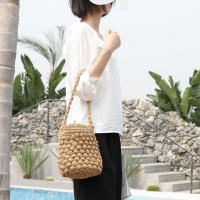 Bolso de hombro hecho a mano para mujer, bolsa de playa con diseño tejido de paja, Bolso pequeño de viaje - details 4