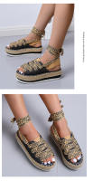 2025 ¡Novedades transfronterizas! Sandalias de plataforma de talla grande para mujer, correa de tobillo, cuerda de cáñamo, plataforma de Punta abierta, zapatos de mujer romanos Casuales - details 10