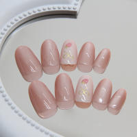 Ojo de gato arco uñas uñas usable extraíble lindo pequeño fresco fresa uñas oval uñas medias - details 2