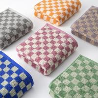 Toalla facial de algodón puro absorbente, gruesa, suave y cómoda, tablero de ajedrez, 34x75cm - details 2