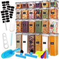 Recipientes Hermeticos para Alimentos de Plastico 24 Piezas,Sin BPA con Etiquetas y Cucharas, para Cereales Harina,Pastas,Café - details 0