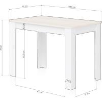 Mesa Auxiliar Fija, Mesa Cocina, Acabado en Color Blanco Artik y Roble Canadiense, Modelo Cloe, Medidas: 109 cm (Ancho) x 67 cm (Fondo) x 78 cm (Alto) - details 2
