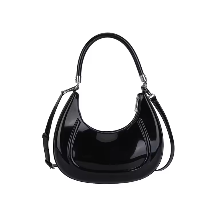 Bolso de moda, bolso de media luna de cáscara dura, bolso de mensajero de color sólido versátil informal - 1