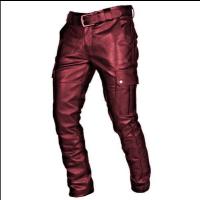 Nuevos pantalones de cuero casuales de PU de color sólido simple a la moda de talla grande para hombres talla S-5XL - details 7