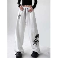Pantalones de chándal con diseño de estampado de estrellas y letras para mujer, pantalones de pierna ancha de estilo callejero americano, pantalones largos a la moda para primavera y verano 2024 - details 0