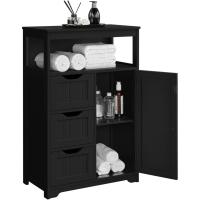 Armario de Baño de Madera Ajustable con Cajón y Estante Diseño de Doble Puerta para Sala de Estar Entrada Blanca Almacenamiento de Cocina Multiusos - details 8