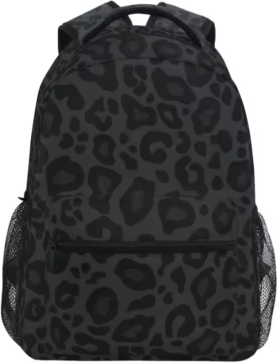 Mochila de leopardo negro de lona para niños y niñas, mochilas escolares, bolsa para libros, mochila de día - 1
