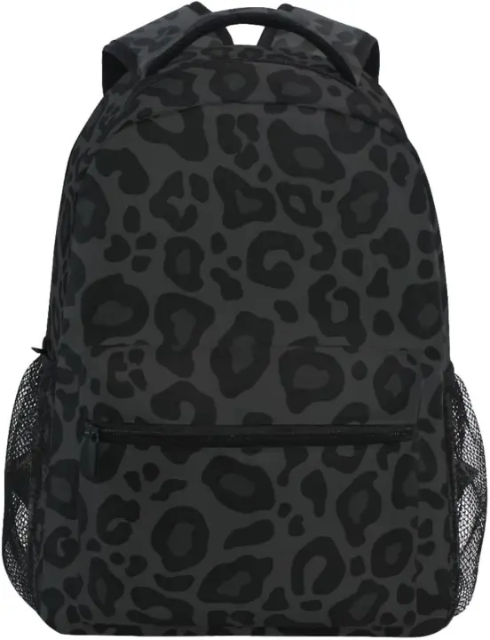 Mochila de leopardo negro de lona para niños y niñas, mochilas escolares, bolsa para libros, mochila de día - 1