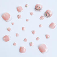 Uñas postizas rosas con diamantes de imitación, Uñas postizas ultraflexibles de larga duración para vestido de niña caliente a juego - details 5