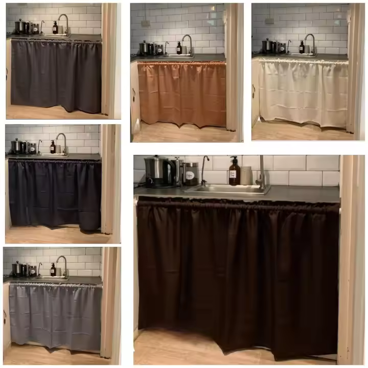 Mariya-cortina de fregadero de cocina lisa, diseño elegante, tamaño estándar, 60x30 pulgadas, Lababo - 1