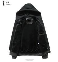 Chaqueta de cuero para motocicleta cortavientos con cremallera y cuello levantado de PU para hombre, informal, ajustado, de lana, para invierno, Otoño e Invierno - details 4