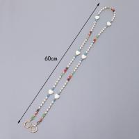 Bolso bandolera con cadena para teléfono con parche de cuentas, cadena antipérdida, correa cruzada para teléfono móvil, dulce corazón de amor, correas para el cuello para teléfono - details 0