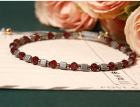 Bestone Pulsera ajustable de granate con cuentas de piedra natural de cristal curativo personalizado - details 3