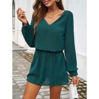 Vestido de manga larga para mujer, elegante color sólido, de moda, suelto, informal, barato - details 8