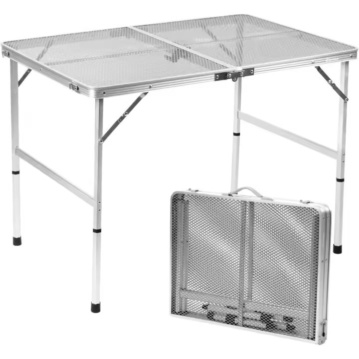 Mesa Plegable, fácil de Guardar, Mesa de Picnic compacta y portátil para Parrilla, Camping al Aire Libre, jardín, Patio, Comedor, Barbacoa, Fiesta, Mercado, 3 pies (Mediana, Plateada) - 1