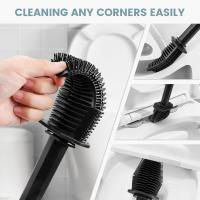 Escobillas de Baño Negro Escobillero de Silicona, Cepillo Toilet Plana de Mango Largo, Escobilla WC Silicona, sin Esquinas Muertas, Montado en la Pared y Vertical para el Baño (Negro) - details 1