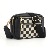 Bolso bandolera con patrón de tablero de ajedrez para mujer, regalos para novia, bolso bandolera para mujer, bolso bandolera, bolso de hombro con cremallera impermeable de cuero PU de moda, bolso de cuero, bolsos diarios, bolso de viaje diario versátil de - details 0