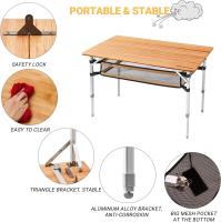 Mesa de Camping Plegable de bambú de 100 x 72 cm para 4 a 6 Personas, Marco Estable de Aluminio, 3 Alturas Ajustables con Bolsa de Transporte para jardín, Picnic, Camping - details 33