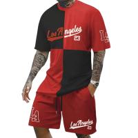 Conjunto de camiseta y pantalón corto informal con estampado de letras en contraste para hombre, ropa deportiva para exteriores, regalo para novio - details 7