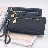 Cartera de Mujer de Cuero con Pulido Dull de Gran Capacidad Billetera de Doble Cierre Clutch Wristlet Cartera de Teléfono Monedero Porta Tarjetas Multiporo - details 8