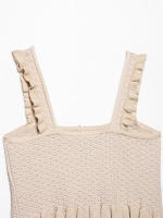 Moda para Mujer OUWU Chaleco de Punto Cortado a Raya, Cuello Cuadrado, Camisetas Sin Mangas Elegantes - details 4