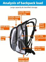 Mochila de gran capacidad 18L Multiusos para senderismo, escalada en montaña, ciclismo todo terreno - Correa ajustable, red para casco incluida, múltiples compartimentos para organización, diseño transpirable con correa de pecho ajustable, incluye silbato - details 3